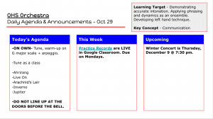 Sample high school agenda with sections for today’s task, this week’s reminders, upcoming reminders, and learning target.